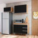 Ver imagem 1 de Conjunto Kit Cozinha Compacta Balcão Pia sem Tampo e 2 Armários Aéreos Geladeira Ajl Móveis