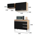Ver imagem 3 de Conjunto Kit Cozinha Compacta Balcão Pia sem Tampo e 2 Armários Aéreos Geladeira Ajl Móveis