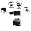 Ver imagem 4 de Conjunto Kit Cozinha Compacta Balcão Pia sem Tampo e 2 Armários Aéreos Geladeira Ajl Móveis