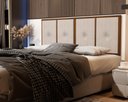 Ver imagem 1 de Painel Cabeceira Box Casal 1,40 Detalhe Madeira Bege - Comprar Moveis em Casa