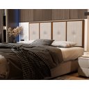 Ver imagem 1 de Painel Cabeceira Box Casal 1,40 Detalhe Madeira Bege - Comprar Moveis em Casa