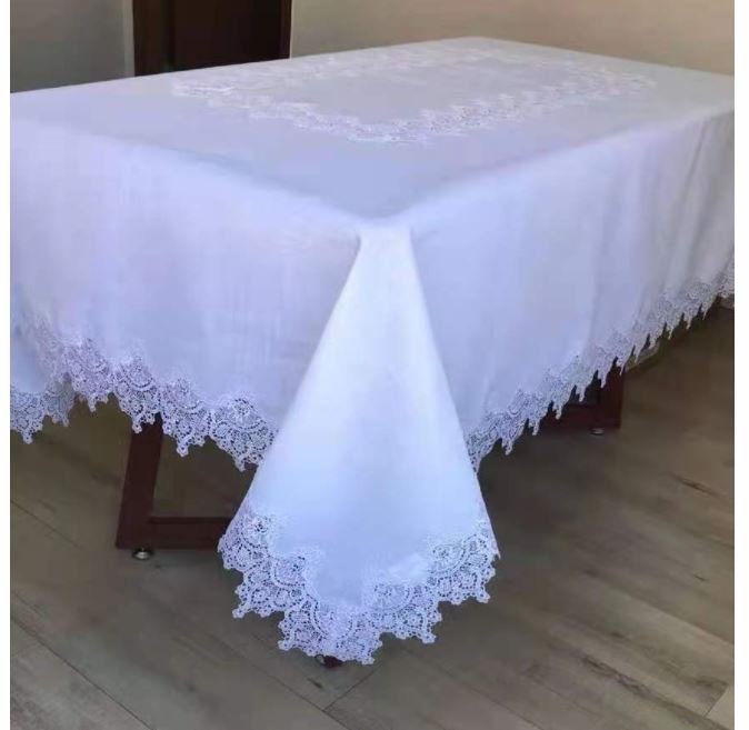 Toalha de Mesa Retangular Bordada 6 Lugares Branca 052 Multi Trade ...