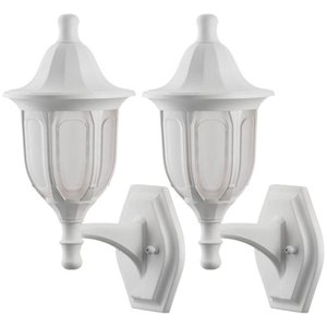 2 Arandelas Externas Modenas Brancas de Parede Clássicas 38cm Casas Jardim Dital