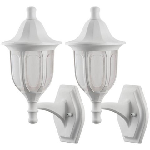 2 Arandelas Externas Modenas Brancas de Parede Clássicas 38cm Casas Jardim Dital
