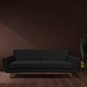 Ver imagem 2 de Sofá 04 Lugares 230cm com Base de Madeira Miami Veludo Preto - CasaePoltrona