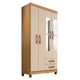 Guarda Roupa Solteiro Mogi com Espelho 4 Portas Carvalho Americano Off White - Incorplac - 1