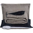 Ver imagem 1 de Kit 7 Pçs Cobre Leito Casal Queen Renove Hipercal 400 Fios Dupla Face Bordado: Cáqui e Preto