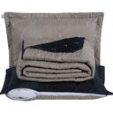 Ver imagem 2 de Kit 7 Pçs Cobre Leito Casal Queen Renove Hipercal 400 Fios Dupla Face Bordado: Cáqui e Preto