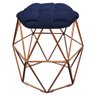 Kit 2 Puff Banqueta Luna Nó Escandinavo para Pentedeira Sala Quarto Hexágono Bronze Corino Azul - 2