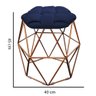 Kit 2 Puff Banqueta Luna Nó Escandinavo para Pentedeira Sala Quarto Hexágono Bronze Corino Azul - 3