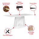 Ver imagem 2 de Mesa de Jantar Retangular 6 Lugares 180x90cm Gabi Branca - Straub Web