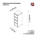 Ver imagem 3 de Gaveteiro Arquivo de Aço 4 Gavetas OF04SLTCM