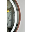 Ver imagem 5 de Espelho Adnet Couro Caramelo Jateado 60x60 3 Tons de Led Botão Touch + Pendurador, Fonte Slin