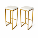 Ver imagem 2 de Kit 2 Banqueta Alta Industrial Dourada P/ Balcão, Bistro, Cozinha Assento Branco
