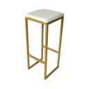 Ver imagem 3 de Kit 2 Banqueta Alta Industrial Dourada P/ Balcão, Bistro, Cozinha Assento Branco