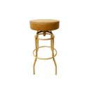 Ver imagem 6 de Banqueta Bar Altura 65cm Giratória Cor Dourado Fosco Assento Cor Caramelo Grosso Kit 2 Unidades Polt