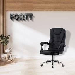 Cadeira de Escritório Presidente Base Cromada com Rodinha Fortt Nantes Preta - Cpf01-p - 7