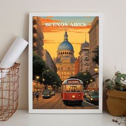 Quadro Decorativo Buenos Aires - Argentina 24x18cm - com Vidro:madeira Branca - 2