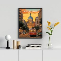 Quadro Decorativo Buenos Aires - Argentina 24x18cm - com Vidro:madeira Branca - 1