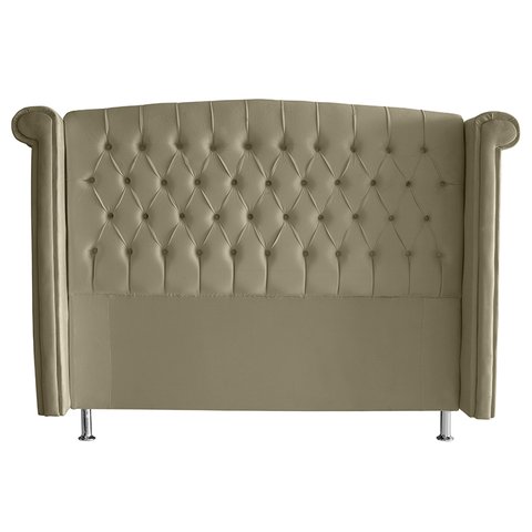 Cabeceira de Cama Box Luxo King 195 Cm Suede Bege Eli Móveis