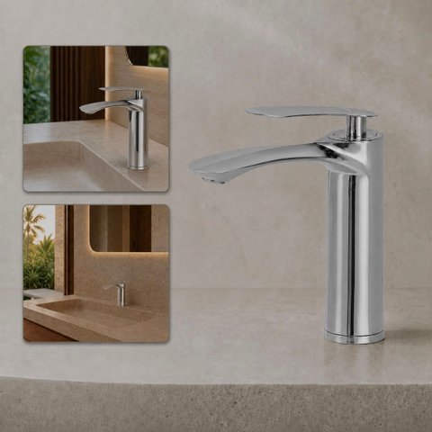 Torneira de Banheiro Lavabo Grécia Monocomando Quente e Fria Cromada Goldenx