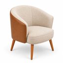 Ver imagem 2 de Poltrona Decorativa Linho Premium Base Madeira Maciça Luiza