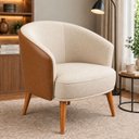 Ver imagem 1 de Poltrona Decorativa Linho Premium Base Madeira Maciça Luiza