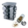 Porta Condimentos Giratório Aço Inox + 12 Potes de Vidro - 1