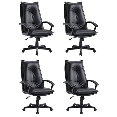 Kit 4 Cadeiras para Escritório Denver Courino Preto Rivatti