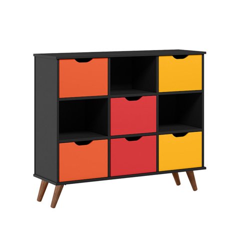 Nicho Organizador c/ 6 Gavetas Vintage Haia Q01 - ADJ Decor NICHO ORGANIZADOR NICHO DECORATIVO Preto
