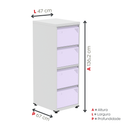 Ver imagem 3 de Gaveteiro Arquivo em Aço 4 Gavetas Suporta 45kg Cada Cinza/Lilas