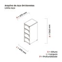 Ver imagem 2 de Gaveteiro Arquivo de Aço 4 Gavetas OF04RPTCM Preto
