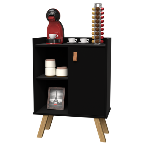 Aparador Cantinho do Café Buffet Sala Preto Retrô Pé Madeira