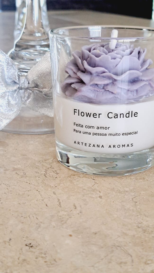 Flower Candle - Peônia com Aroma de Lavanda Artezana Aromasflower - 2