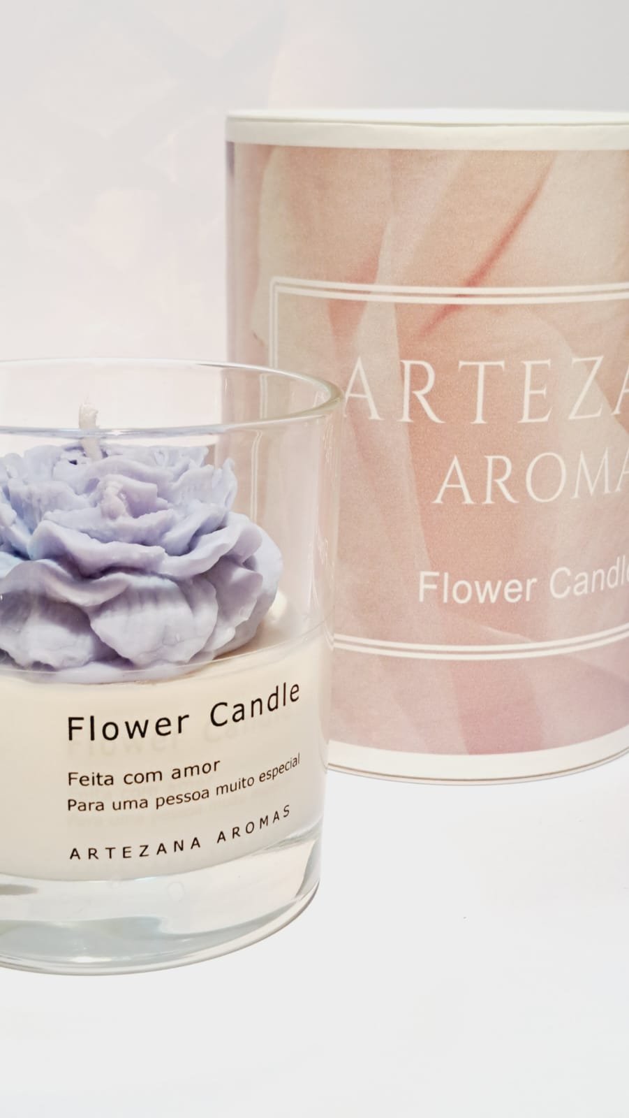 Flower Candle - Peônia com Aroma de Lavanda Artezana Aromasflower