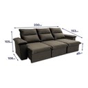 Ver imagem 3 de Sofá Retrátil Reclinável Paris 230cm Suede Velut com Molas Ensacadas - King House