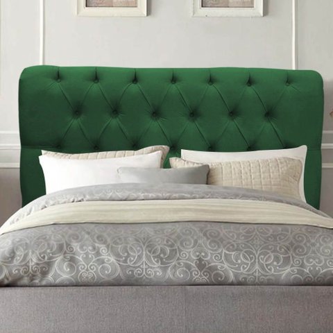 Cabeceira Estofada Cama Box King 195cm París Corino Verde- Mabe Magazine