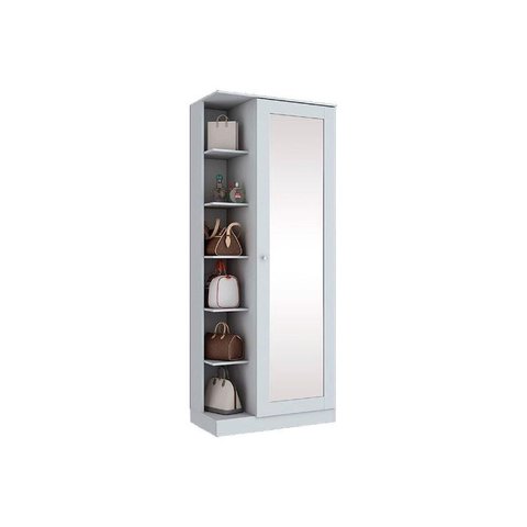 Armário Sapateira Casal Duetto 1 Porta c/Espelho Branco - Henn