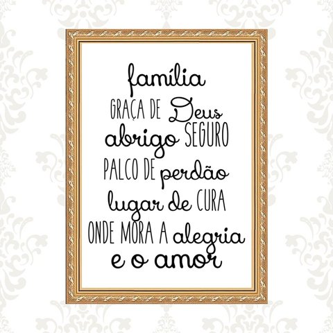 Quadro Moldura Dourada Família Graça Deus 33x24cm:com Acetato