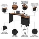 Ver imagem 7 de Mesa Escrivaninha Lux Industrial e Gaveteiro com Rodízios Nil A06 Freijó-preto - Mpozenato