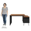 Ver imagem 2 de Mesa Escrivaninha Lux Industrial e Gaveteiro com Rodízios Nil A06 Freijó-preto - Mpozenato