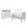 Cômoda Fraldário Melinda 3 Gavetas + Berço Mini Cama Ana 3 em 1 Branco + Colchão Prorelax - 2