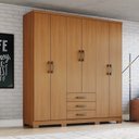 Ver imagem 1 de Guarda Roupa Solteiro 6 Portas 3 Gavetas Caju Marrom/Cinamomo