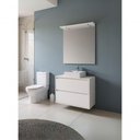 Ver imagem 1 de Gabinete para Banheiro Dubai 1 Porta 1 Gaveta MDF 80cm Branco com Cuba e Espelho LED On Móveis