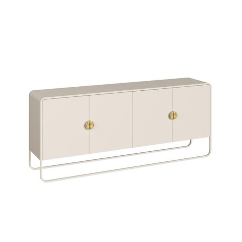 Balcão Buffet 180cm 4 Portas Orgânico Pé Metal Luna Off White 28075