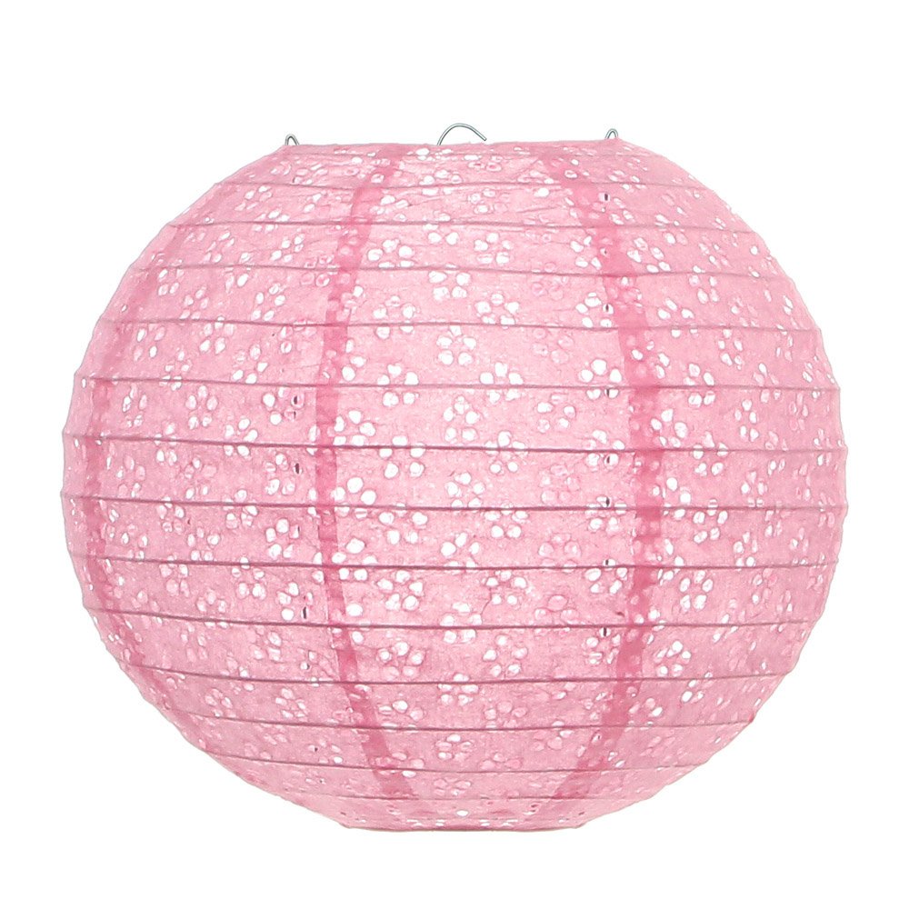 Luminária Japonesa Papel 40 cm Vazada Rosa MadeiraMadeira