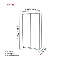 Armário de Aço 2 Portas 3 Prateleiras AP408SL  - 4