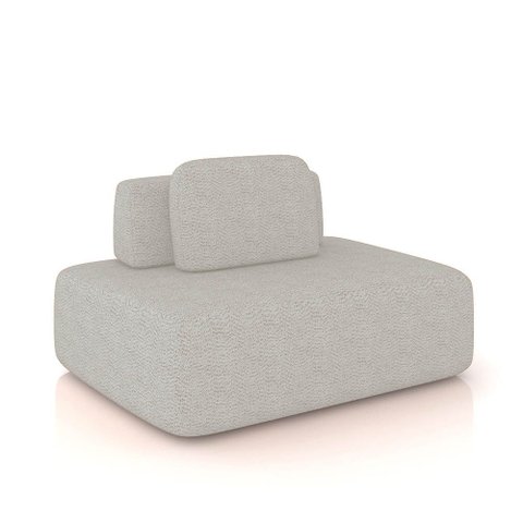 Sofá Módulo Central 140cm Orgânico Sala Berlim Bouclê Cinza Claro K01 - D’Rossi