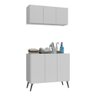 Conjunto Lavanderia Retrô Multiuso Armário Aéreo e Balcão 3 Portas Multimóveis Mp5050 Branco/ - 1