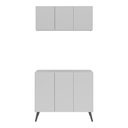 Ver imagem 5 de Conjunto Lavanderia Retrô Multiuso Armário Aéreo e Balcão 3 Portas Multimóveis Mp5050 Branco/